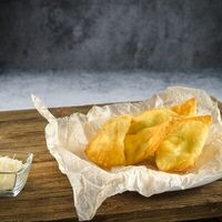 Мини-чебуреки с сыром и зеленью со сметанным соусом в CAFE BREAKFAST & LUNCH