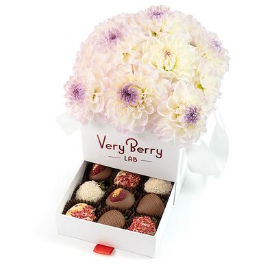 Шкатулка с клубникой и георгинами S в Клубника в шоколаде VeryBerryLab по цене 6690