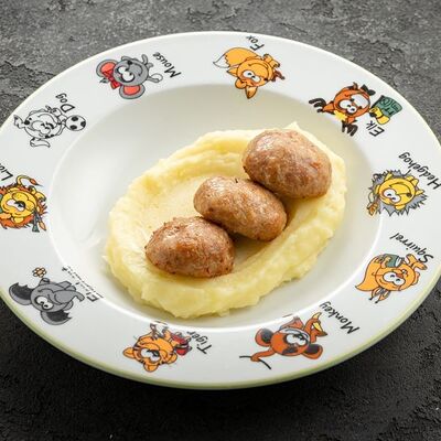 Детские котлеты из цыплёнка с картофельным пюре в Вода & Еда по цене 487 ₽