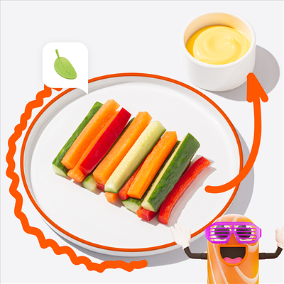 Овощные палочки и сырный соус в Много лосося по цене 210