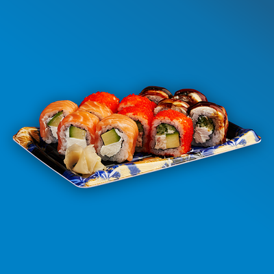 Сан урамаки (Ассорти Филадельфия, Калифрния, Канада) в Yume sushi по цене 1190 ₽
