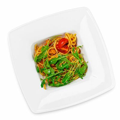 Паста Лингуине с тигровыми креветками и томатами в Кофеин по цене 510