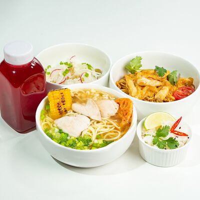 Ланч №6: Рамен, салат, лапша карри, морс в ЁБИСАН по цене 1089 ₽