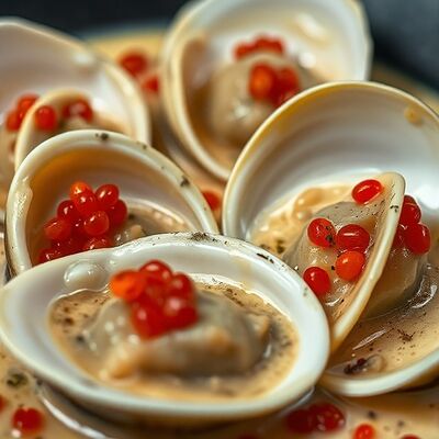 Вонголе в икорном соусе в Мидийный рай по цене 1390 ₽