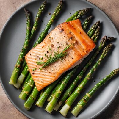 Форель, запеченная со спаржей в Триумф по цене 560 ₽