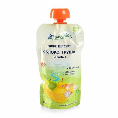 Пюре Яблоко, груша, банан с 6 месяцев, Fleur Alpine в Азбука Вкуса Экспресс Меню по цене 138 ₽