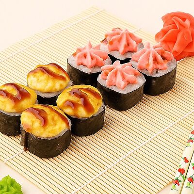 Запечённые хосомаки с лососем в Ясураги по цене 489 ₽