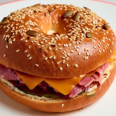 Бейгл с пастрами в Лицей по цене 990 ₽