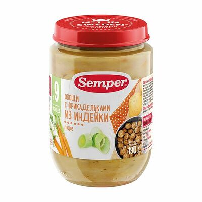 Пюре Овощи с фрикадельками из индейки с 9 месяцев, Semper, Испания в Азбука Вкуса Экспресс Меню по цене 183 ₽