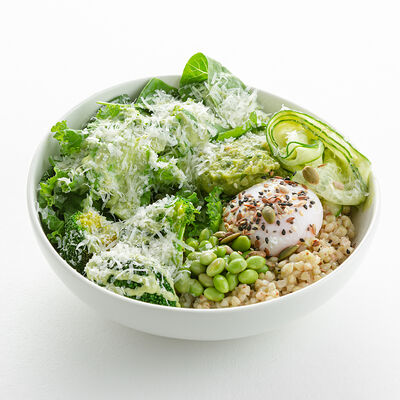 Зелёный боул с гречей, гуакамоле, яйцом пашот в Nothing Fancy по цене 850 ₽