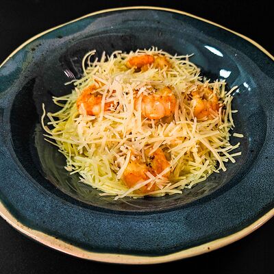 Паста с креветками в чесночно-сливочном соусе в Байский по цене 780 ₽