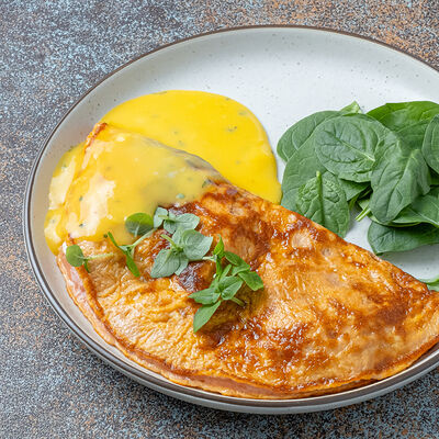 Томатный омлет с риетом из лосося и шпинатом в Темп по цене 810 ₽