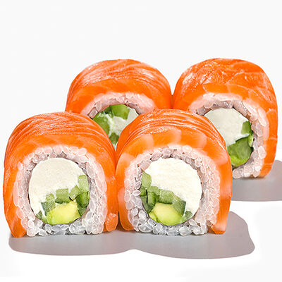 Филадельфия с авокадо и огурцом 4 шт в Вкус и лосось по цене 570 ₽