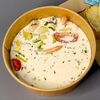 Сливочная финская уха с лососем, тигровыми креветками и кефалью в Пирс 23 по цене 780