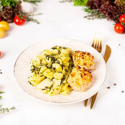 Курица, запеченная с ананасом и картофелем в У Палыча. С пылу, с жару! по цене 448 ₽