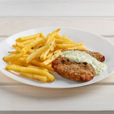 Котлетки из щуки с фри в Baikallove по цене 290 ₽