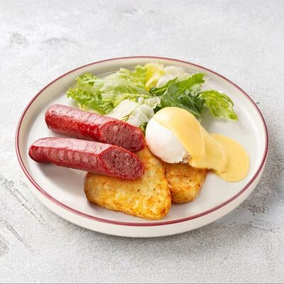 Хашбрауны с колбасками из говядины в Шоколадница по цене 495 ₽