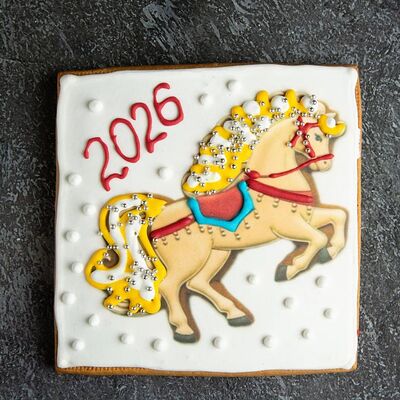 Пряник-открытка желтый конь в Fish Point по цене 850 ₽