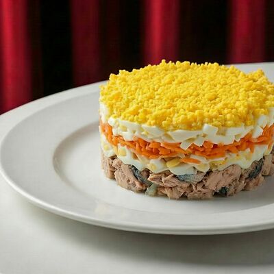 Салат Мимоза со скумбрией и яйцом в НУАР по цене 450 ₽