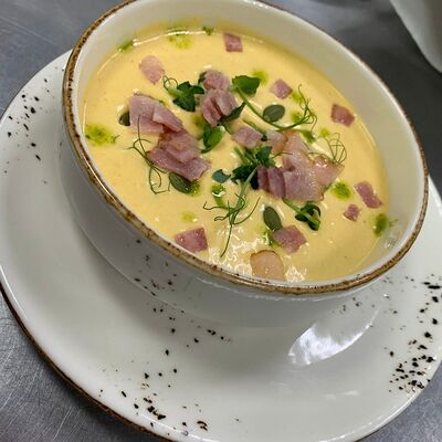 Крем суп из тыквы с беконом в Кофеин по цене 370