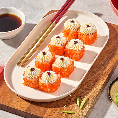 Ролл с креветкой в икре Масаго в ПАЛКИ-СКАЛКИ по цене 576 ₽