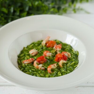 Паста ризо с раковыми шейками в Перчини на огне по цене 490