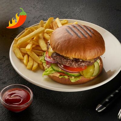 Комбо бургер флэм чили, картофель фри, кетчуп в Хмель и солод по цене 949 ₽