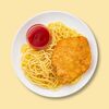 Куриный шницель со спагетти и кетчупом в Шаверно по цене 284
