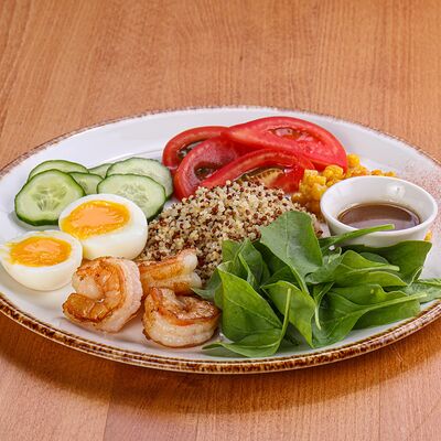 Завтрак с креветками и киноа в Панчо фактори по цене 750 ₽