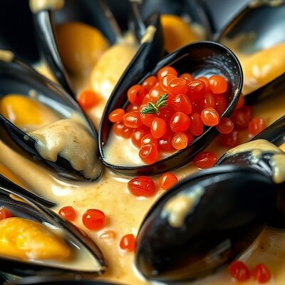 Мидии в икорном соусе в Мидийный рай по цене 1390 ₽