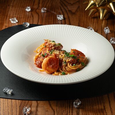 Лингвини Арабьята с креветками в Giorgio Suluguni по цене 1050 ₽