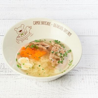 (Детский)Суп с индейкой, макарошками и перепелиным яйцом в АндерСон по цене 340 ₽