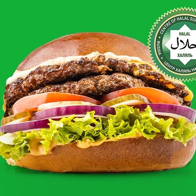 Бургер Самый вкусный двойной халяль в Black Star Burger по цене 1060 ₽