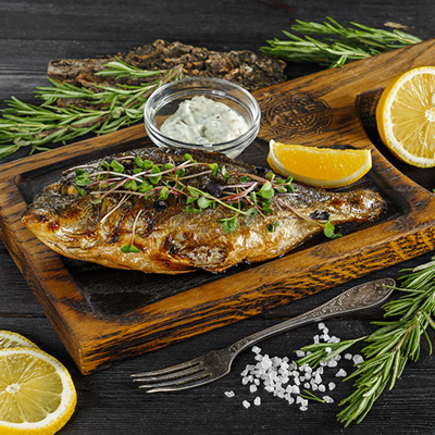 Дорадо с соусом Тартар в ИТЛЕ Стейк-кафе Halal по цене 870