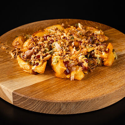 Картофель с беконом в сырном соусе в DARK SIDE шаурма & гриль по цене 455 ₽