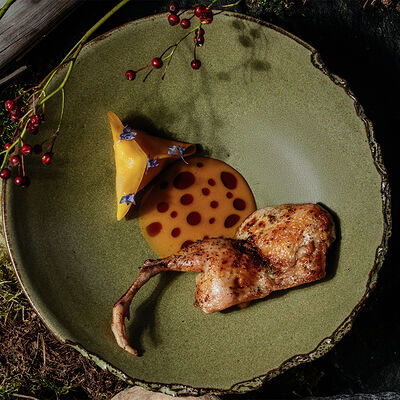 Перепёлка с тыквой и соусом из облепихи в MANUL по цене 1900 ₽