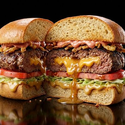 Бургер Джуси Люси (котлета на выбор) в Место Про Тесто по цене 595 ₽