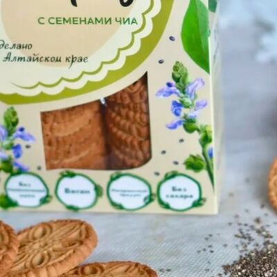 Печенье Био с семенами чиа, GreenЗлак в Вегетарианское кафе Ананда по цене 329 ₽