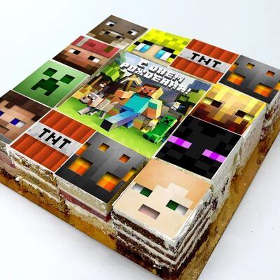 Торт-открытка С Днем Рождения Майнкрафт в Кондитерская Конфетка Питер по цене 3000 ₽