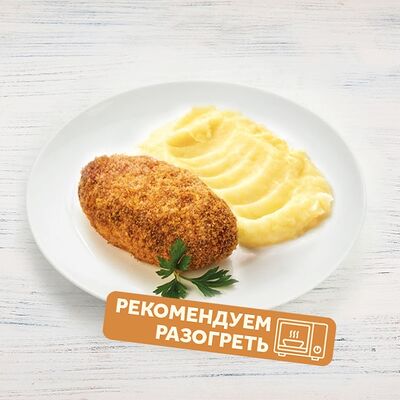 Котлета куриная с сыром и зеленью с картофельным пюре в Пироговый дворик Пекарня по цене 422 ₽