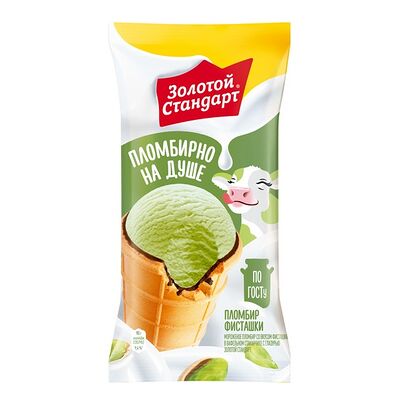 Золотой Стандарт мороженое пломбир в вафельном стаканчике Фисташка в Ура! мороженое! по цене 123 ₽