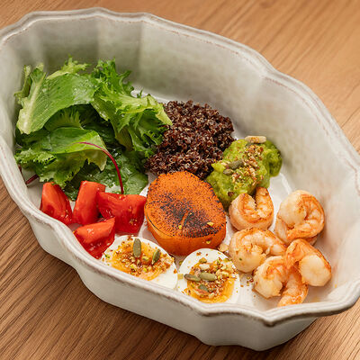 Большой завтрак с креветками, бататом, авокадо, 5-ти минутным яйцом в Olio по цене 1190 ₽