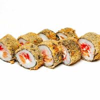 Горячий ролл с лососем и красной икрой в Sushi-Bro