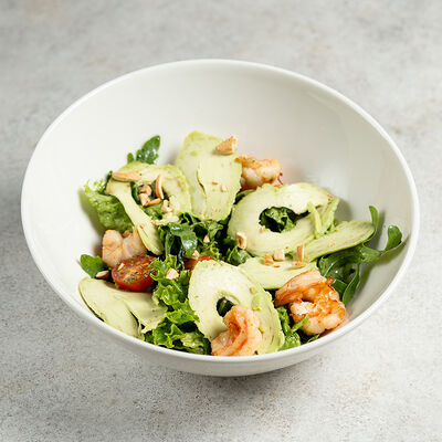 Салат с авокадо, креветками, кабачками в Бурка по цене 830 ₽