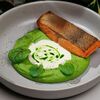 Стейк из форели с пюре из зеленого горошка и соусом сливочная горгонзола в Ресторан Строгов по цене 1580