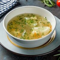 Куриный бульон с лапшой и яйцом в Rock wave cafe