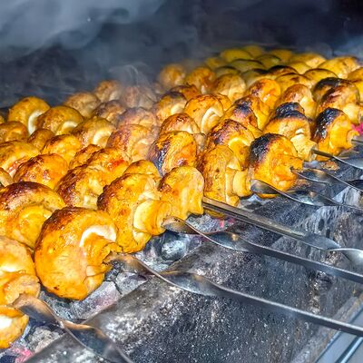 Грибы на мангале в Шашлык с акцентом по цене 390 ₽