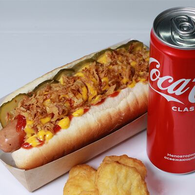 Комбо хот-дог, напиток и наггетсы в Party Grill по цене 829