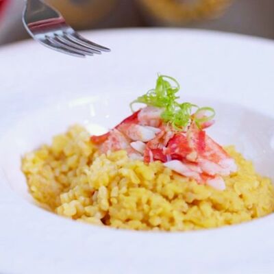 Камчатский краб на булгуре с тыквенным кремом в Болконский по цене 1740 ₽