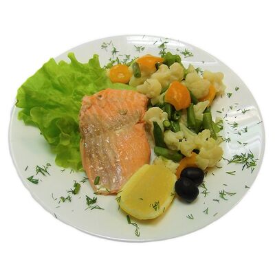 Форель на пару с овощами и соусом терияки в Небо золотое по цене 490 ₽